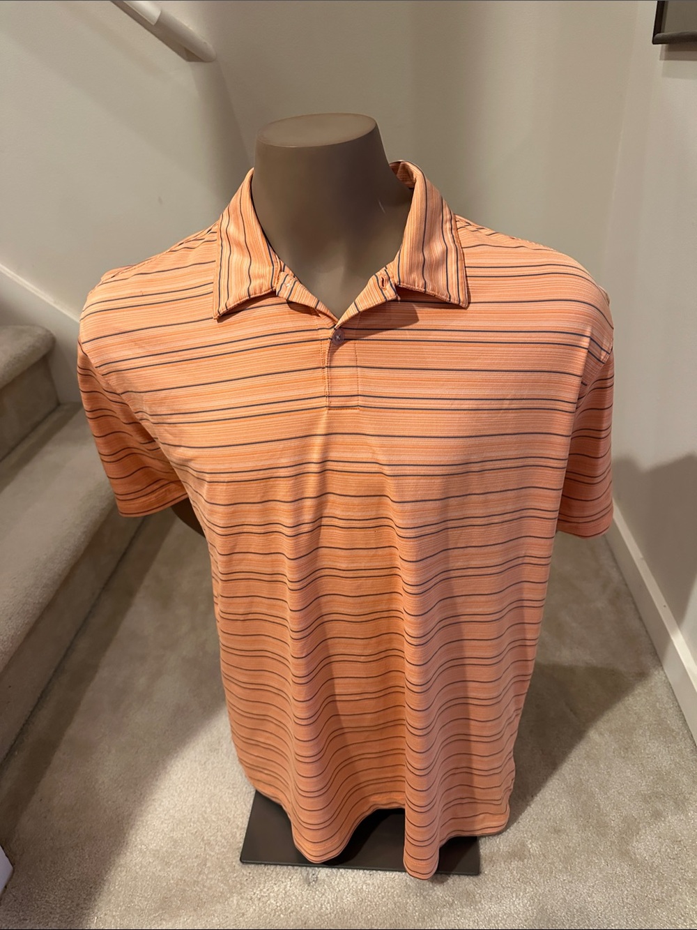 Nike Men's Peach Striped Short Sleeve Polo